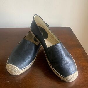 Michael Kors Kendrick Slip on Black Leather Espadrille Flats Sz 10 M